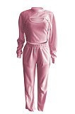 Women Pure Color Long Sleeve Sexy Crop Three Pieces XQ1160