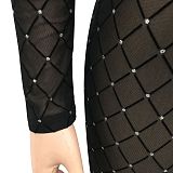 Euramerican Women Sexy Color Matching Long Sleeve Short Top Mesh Spaghetti Perspectivity Long Pants Sets XZ5561