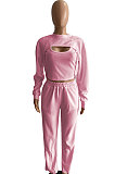 Women Pure Color Long Sleeve Sexy Crop Three Pieces XQ1160