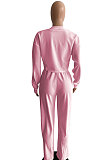 Women Pure Color Long Sleeve Sexy Crop Three Pieces XQ1160