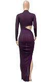 Elegant Sexy Women Long Sleeve O Neck Hollow Out Ruffle Slit Party Bodycon Dress WX031