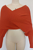Fashion V Collar Cross Off Shoulder Pure Color Sweaters HAY8801