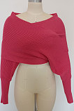 Fashion V Collar Cross Off Shoulder Pure Color Sweaters HAY8801