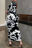 Euramerican Long Sleeve Printing Bodycon Backless Lady Long Dress KZ2155