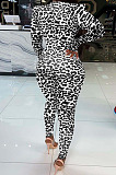Women Nigh Club Leopard Printed Long Sleeve Collect Waist Bodycon Jumpsuits WX033