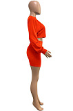 New Arrivals Women Long Sleeve O Neck Crop Tops High Waist Mini Shirts Solid Color Fashion Suits WX030