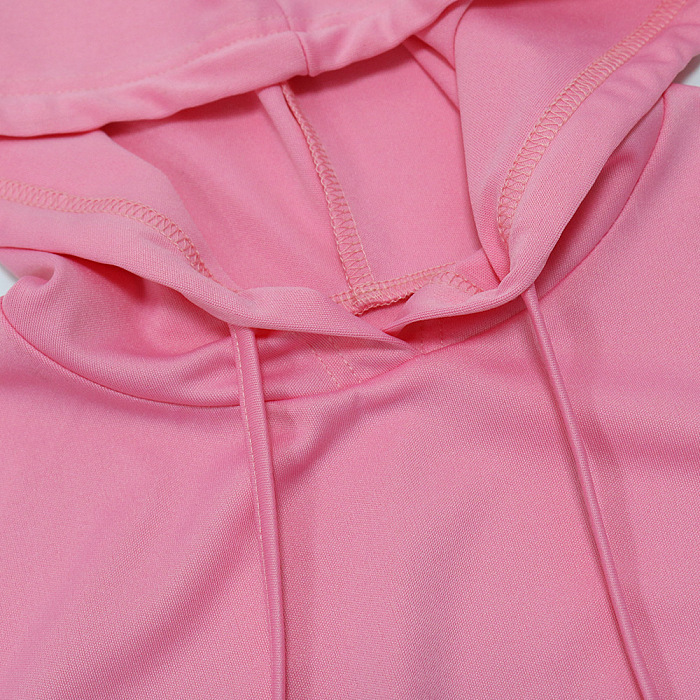 Fashion Casual Simplee Pure Color Hollow Out Hoodie Crop Pants Sets CCY9553