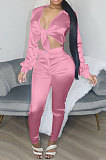 Sexy New Wholesale Long Sleeve Low-Cut Bandage Tops High Waist Trousers Solid Color Suits YNS1689
