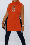 Euramerican Fashion Women Round Collar Sleeveless Bodycon Split Hip Mini Dress SX11411