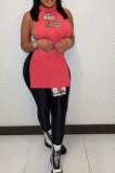 Euramerican Fashion Women Round Collar Sleeveless Bodycon Split Hip Mini Dress SX11411