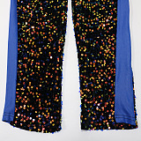 Trendy Sexy Women Oblique Shoulder Sequins PU Hip Skinny Bodycon Jumpsuits CCY9585