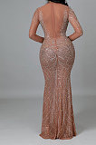 Fashion Sexy Perspectivity Bling Bling Bodycon Long Dress NO Underwear CCY9581