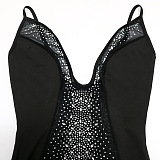 Euramerican Sexy Perspectivity Condole Belt Bling Bling Deep V Collar Backless Bodycon Long Dress CCY9583