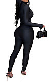 Fashion Sexy Casual Pure Color Perspectivity Skinny Mid Waist Bodycon Jumpsuits CCY9620