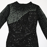 Euramerican Sexy Perspectivity Mesh Spaghetti Hot Drilling Spliced Irregular High Split Long Dress CCY9606