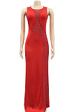 Sexy Bling Bling Mesh Spaghetti Perspectivity Sleeveless Backless Bodycon Long Dress XZ5580