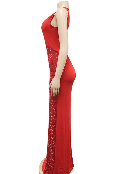 Sexy Bling Bling Mesh Spaghetti Perspectivity Sleeveless Backless Bodycon Long Dress XZ5580