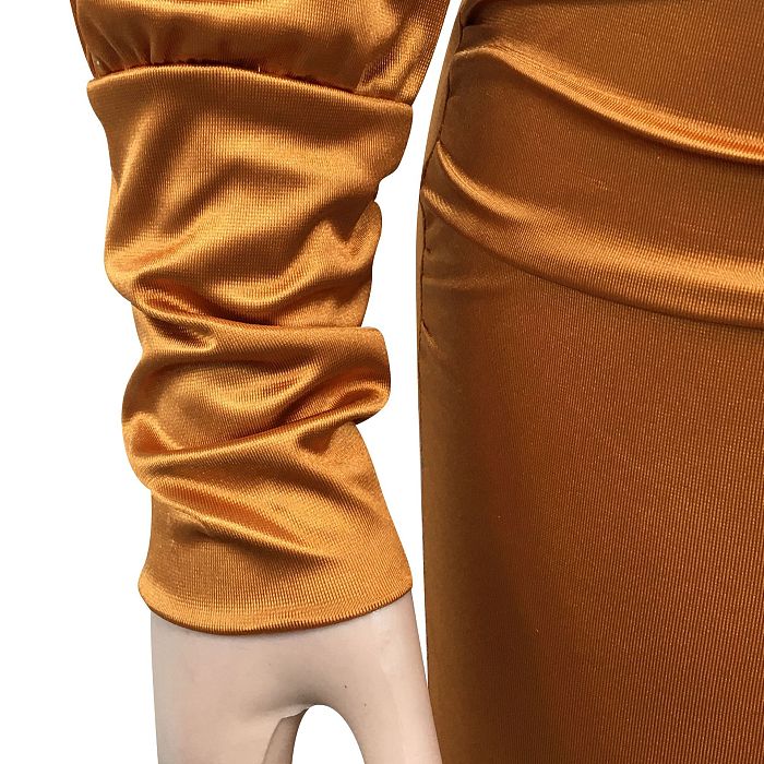 Fashion Women Sexy Pure Color Long Sleeve Hollow Out Ruffle Hip Mini Dress XZ5583