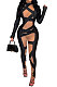 Fashion Sexy Casual Pure Color Perspectivity Skinny Mid Waist Bodycon Jumpsuits CCY9620