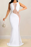 Sexy Bling Bling Mesh Spaghetti Perspectivity Sleeveless Backless Bodycon Long Dress XZ5580