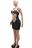 Fashion Sexy Condole Belt Backless Crop Hot Drilling Skinny Mini Dress CCY9572