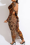 Fashion Sexy Mesh Spaghetti Perspectivity Backless Bandage Split Long Dress CCY9596