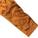 Fashion Women Sexy Pure Color Long Sleeve Hollow Out Ruffle Hip Mini Dress XZ5583