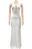 Sexy Bling Bling Mesh Spaghetti Perspectivity Sleeveless Backless Bodycon Long Dress XZ5580