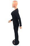 Hot Sales Stylish Elegant Women Long Sleeve V Neck Slim Fitting Party Wide Leg Jumpsuits HMR6088