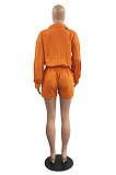 Whoelsale Simple Women Long Sleeve Lapel Neck Single-Breasted Collect Waist Bandage Shirts Romper Shorts H1800