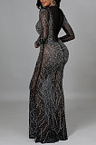Fashion Sexy Perspectivity Bling Bling Bodycon Long Dress NO Underwear CCY9581