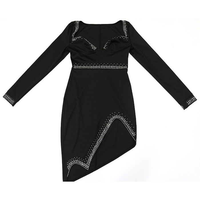 Euramerican Fashion Sexy V Collar Irregular Split Bling Bling Mid Waist Mini Dress CCY9436