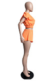 Wholesale New Women Short Sleeve Zipper Hoodie Ruffle Shorts Solid Color Casual Sets LML298