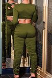 Women Fashion Sexy Pure Color Hollow Out Long Sleeve Casual Pants Sets PU6805