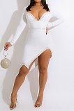 Euramerican Fashion Sexy V Collar Irregular Split Bling Bling Mid Waist Mini Dress CCY9436