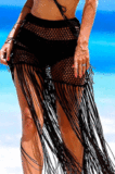 Euramerican Holiday Knit Hip Hollow Out Long Tassel Skirts CYBK0109