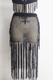Euramerican Holiday Knit Hip Hollow Out Long Tassel Skirts CYBK0109