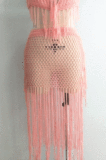 Euramerican Holiday Knit Hip Hollow Out Long Tassel Skirts CYBK0109