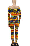 Euramerican Women Sexy Tight Tie Dye Printing Pants Sets PU6803
