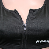 Euramerican Women Casual Zipper Round Collar Short Crop Long Pants Reflective Tape Two Pieces SN390263