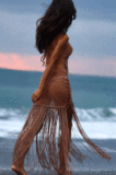 Euramerican Holiday Knit Hip Hollow Out Long Tassel Skirts CYBK0109