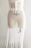 Euramerican Holiday Knit Hip Hollow Out Long Tassel Skirts CYBK0109