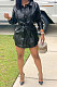 Women Fashion Long Sleeve Cardigan Button Waist Strap Turn-Down Collar Coat SN390264
