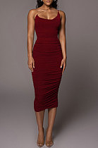 Spring Summer Condole Belt Pure Color Sleeveless Sexy Jumpsuit Ruffle Skirts Sets MY10053