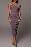 Spring Summer Condole Belt Pure Color Sleeveless Sexy Jumpsuit Ruffle Skirts Sets MY10053