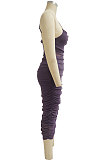 Spring Summer Condole Belt Pure Color Sleeveless Sexy Jumpsuit Ruffle Skirts Sets MY10053