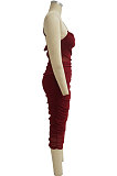 Spring Summer Condole Belt Pure Color Sleeveless Sexy Jumpsuit Ruffle Skirts Sets MY10053