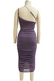 Spring Summer Condole Belt Pure Color Sleeveless Sexy Jumpsuit Ruffle Skirts Sets MY10053
