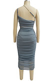 Spring Summer Condole Belt Pure Color Sleeveless Sexy Jumpsuit Ruffle Skirts Sets MY10053