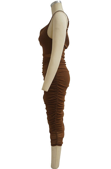 Spring Summer Condole Belt Pure Color Sleeveless Sexy Jumpsuit Ruffle Skirts Sets MY10053